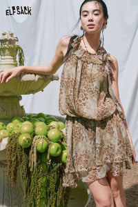 ELFSACK Leopard Print Glitter Tiered Maxi Dress