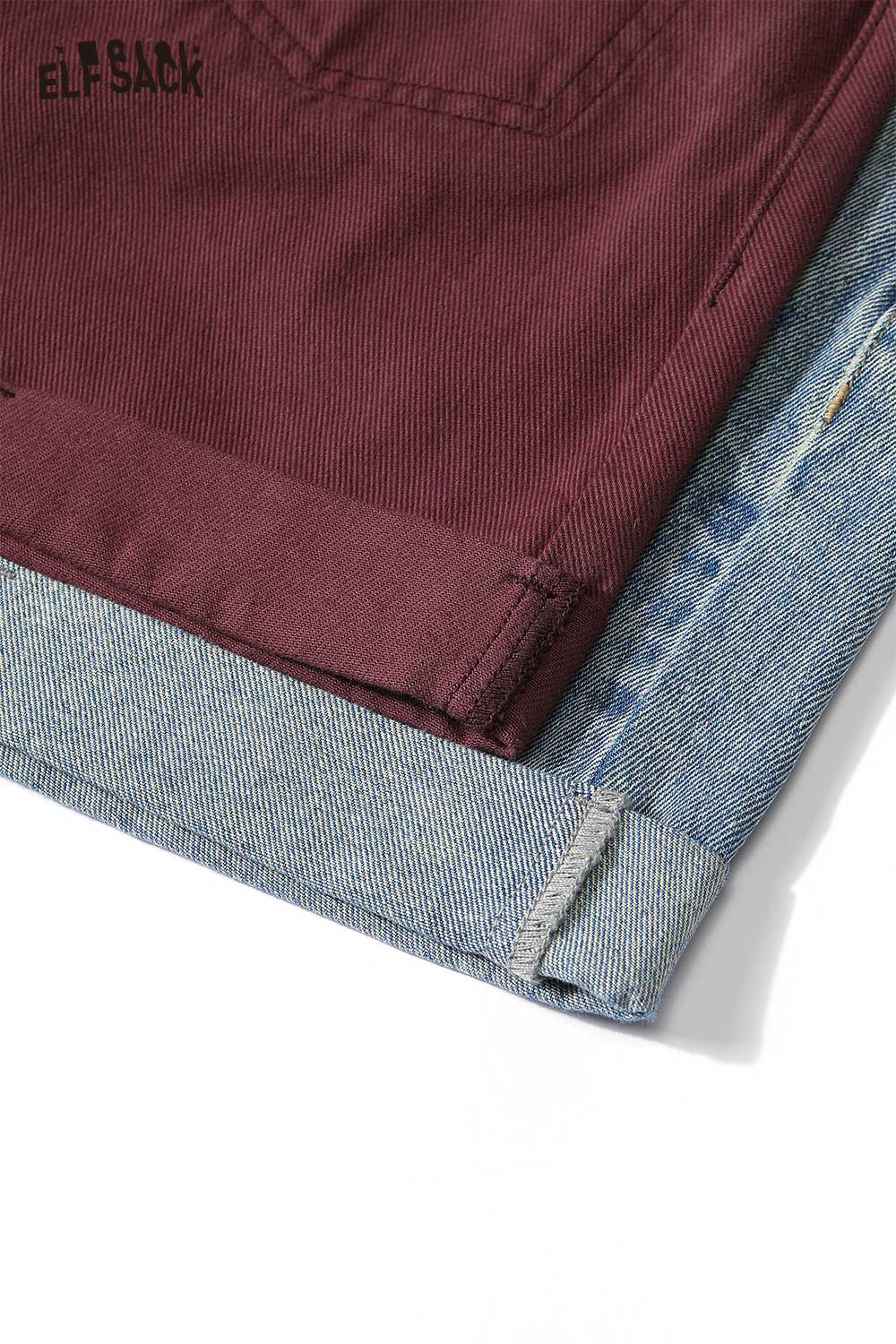 ELFSACK Light Vintage Denim High Waist A-Line Loose Shorts