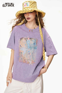 Mermaid Print Oversized T-Shirt