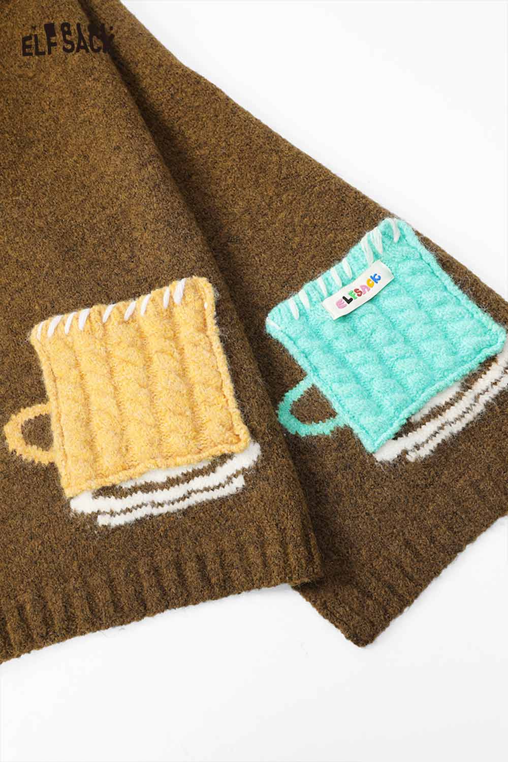 ELFSACK Minimalist Casual Design Patchwork Color Block Scarf