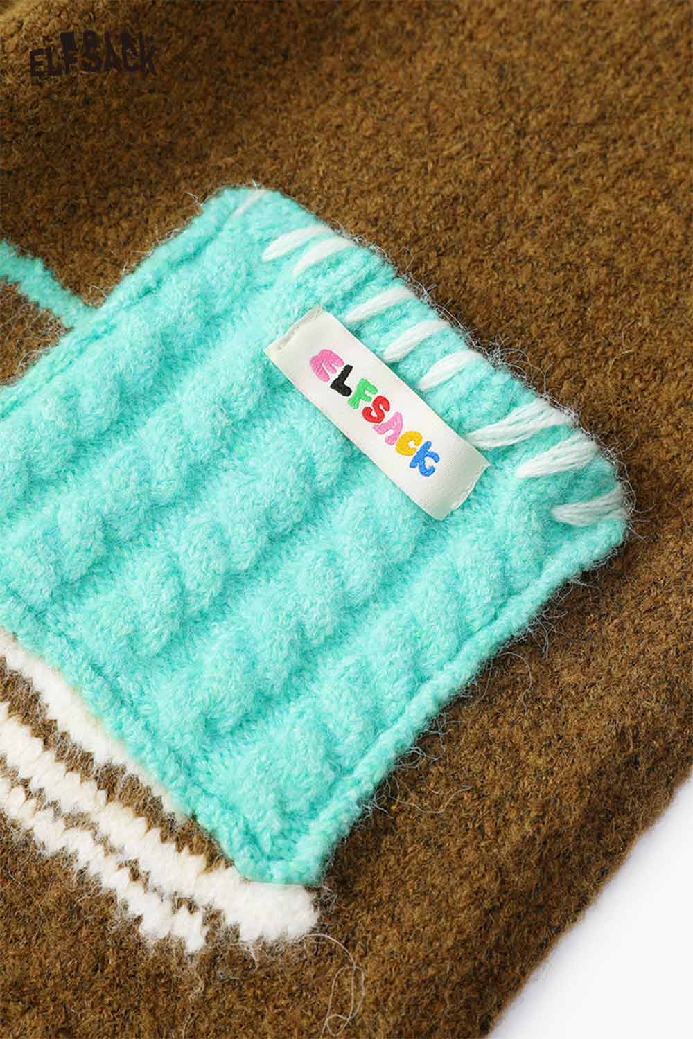 ELFSACK Minimalist Casual Design Patchwork Color Block Scarf