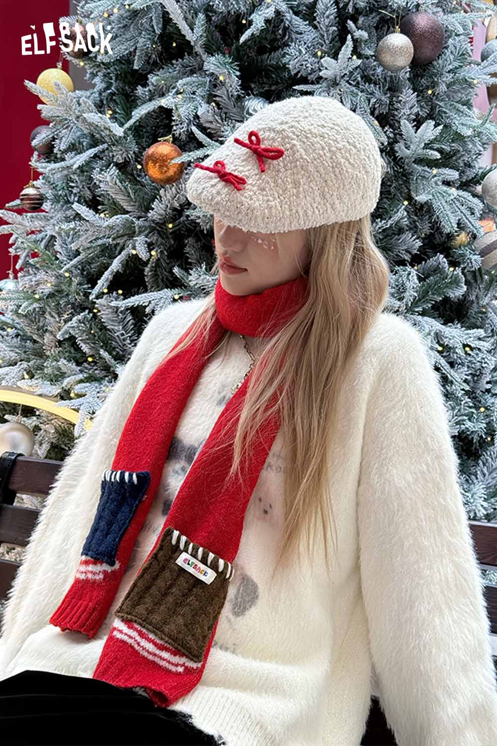 ELFSACK Minimalist Casual Design Patchwork Color Block Scarf