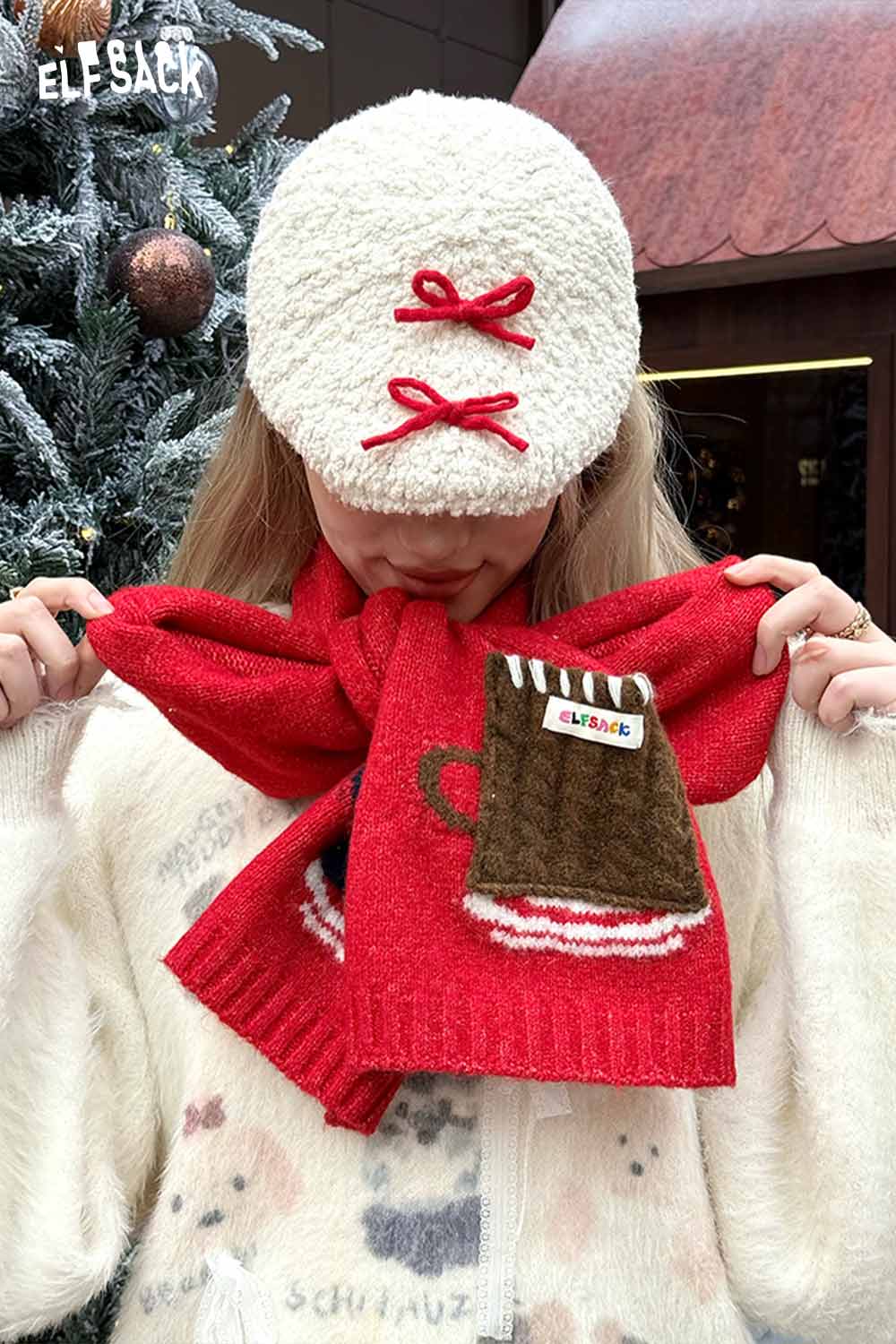 ELFSACK Minimalist Casual Design Patchwork Color Block Scarf