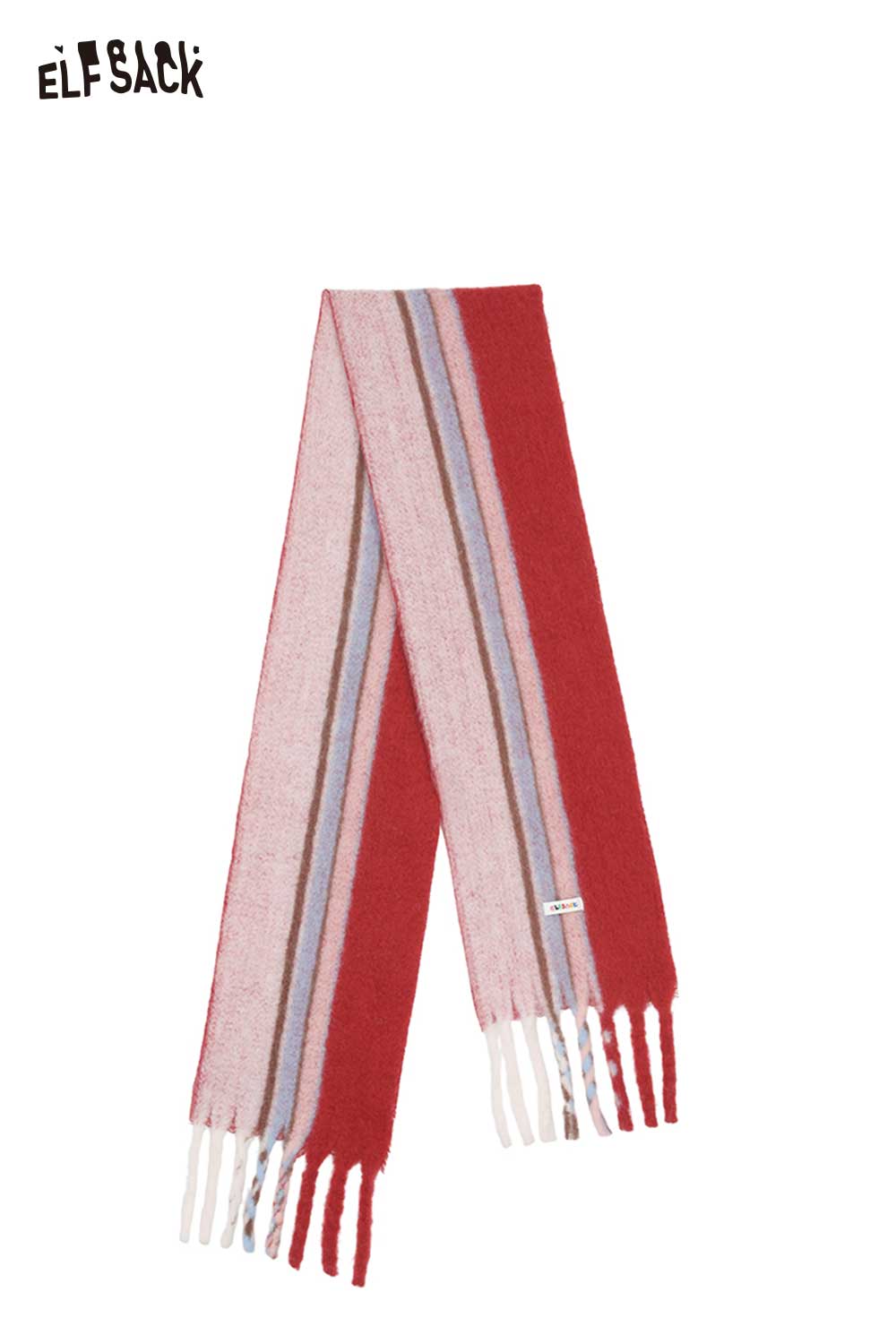 ELFSACK minimalist color block scarf featuring soft fabric and vibrant stripes for stylish layering