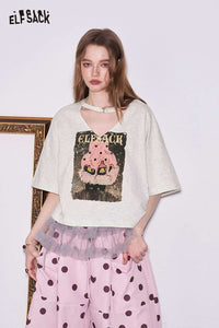 Monster Cat Print Crop T-Shirt