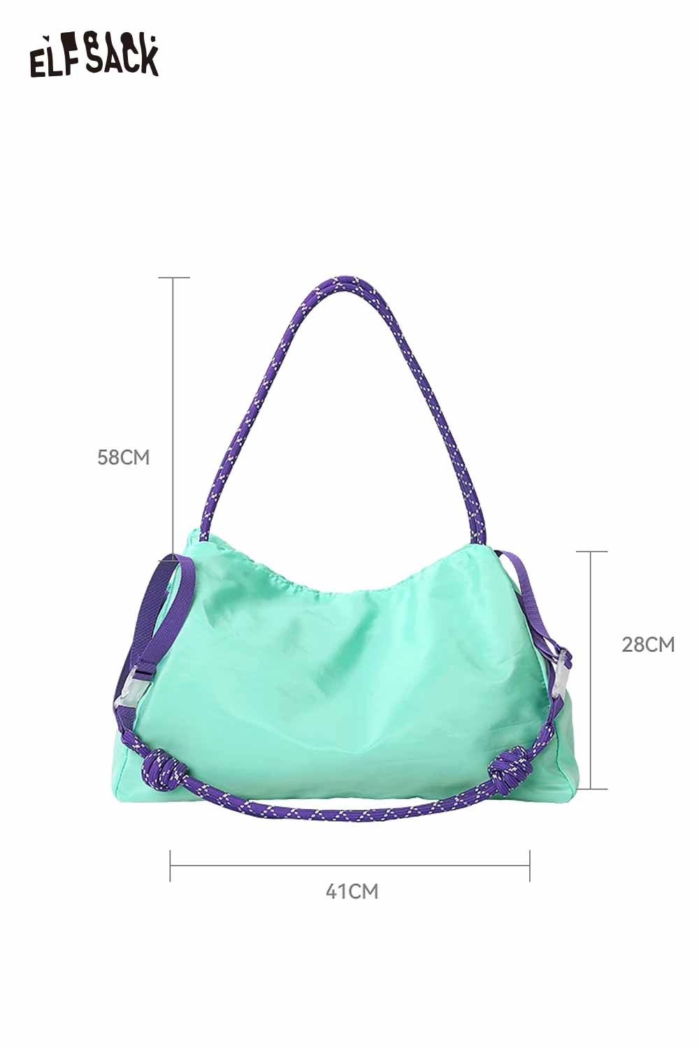 ELFSACK Nylon Drawstring Slouchy Shoulder Bag