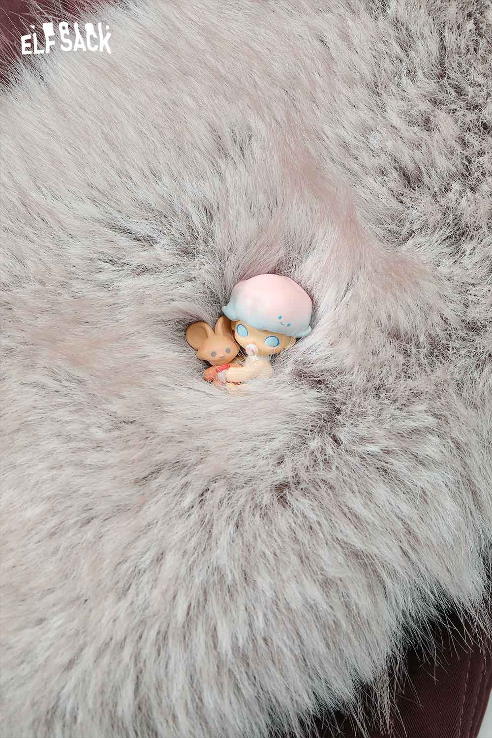 ELFSACK oversized plush down jacket women featuring soft fluffy texture and cozy design