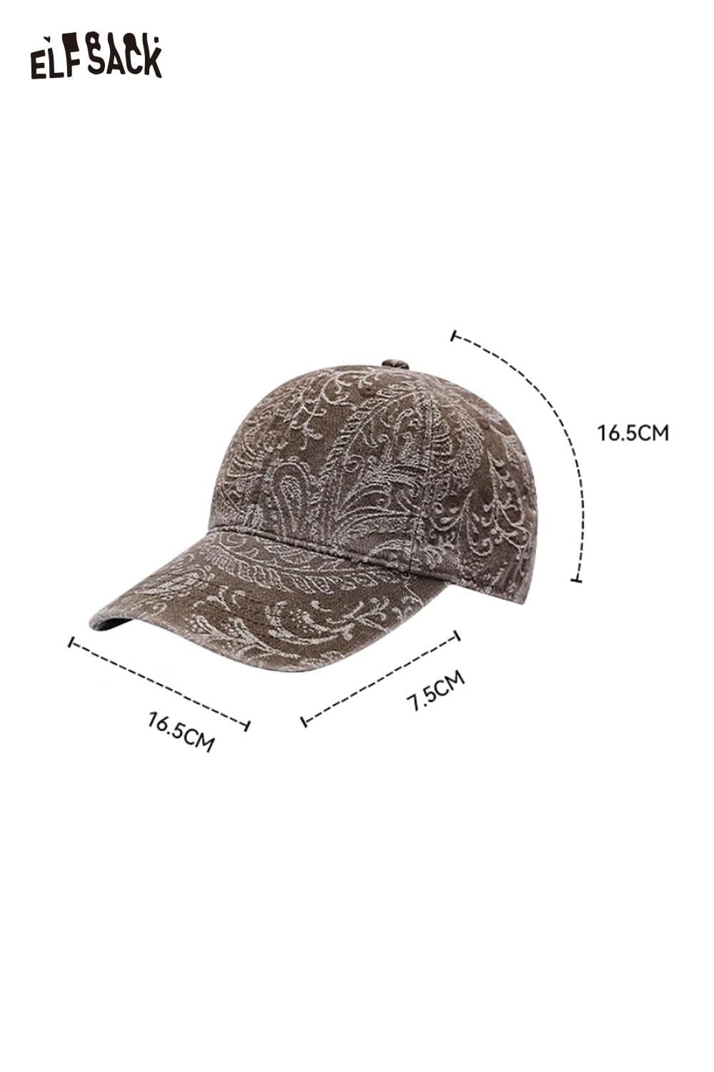 ELFSACK paisley print bucket hat for women in stylish brown design, perfect for casual outings