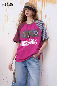 Patch Applique Raglan Sleeve T-Shirt