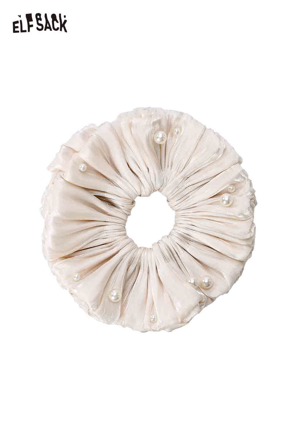 ELFSACK Pearl Ruffled Satin Bow Scrunchie
