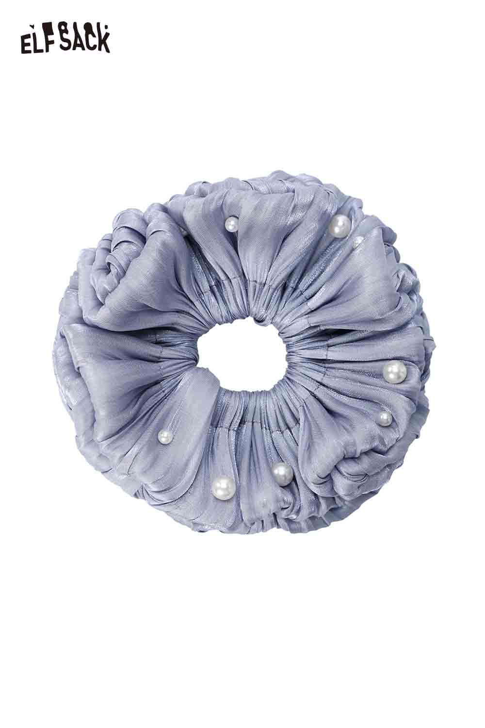 ELFSACK Pearl Ruffled Satin Bow Scrunchie