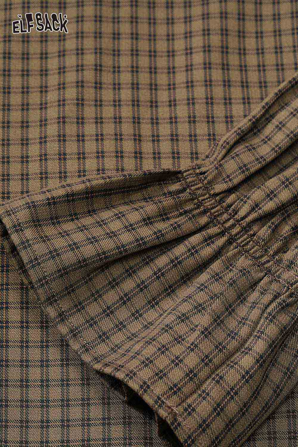 Plaid lantern sleeve shirt women by ELFSACK featuring a stylish pattern and comfortable fabric