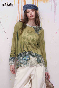 Plaid Patchwork Fake Two-Piece Sweatshirt