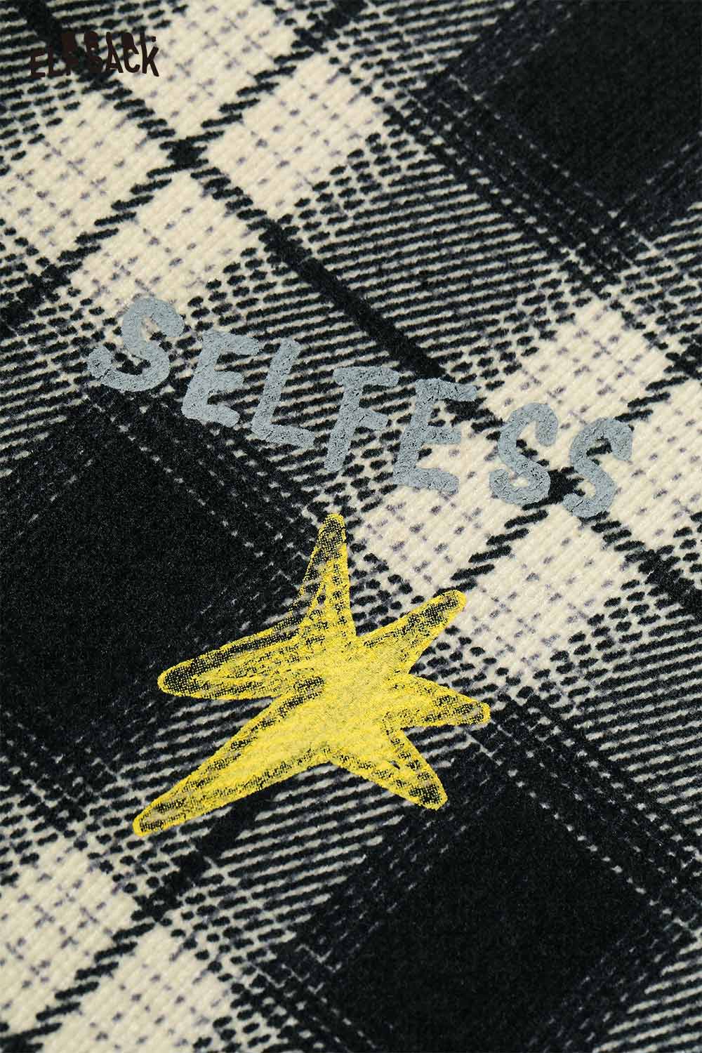 ELFSACK plaid wide leg pants for women featuring a unique star and selfless graphic design