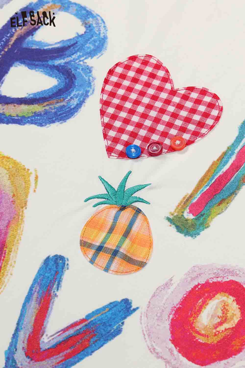 ELFSACK Playful Colorful Letter Print Oversized Tee