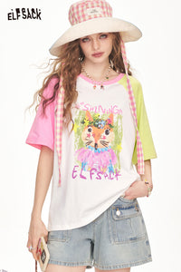 Playful Fox Print Raglan T-Shirt