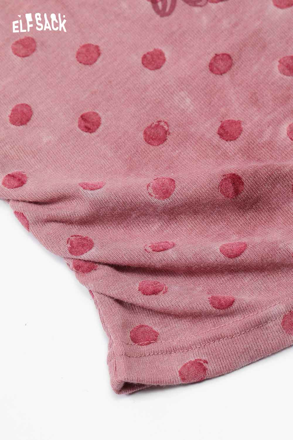 Casual ELFSACK playful graphic print tee for women in pink with polka dot design