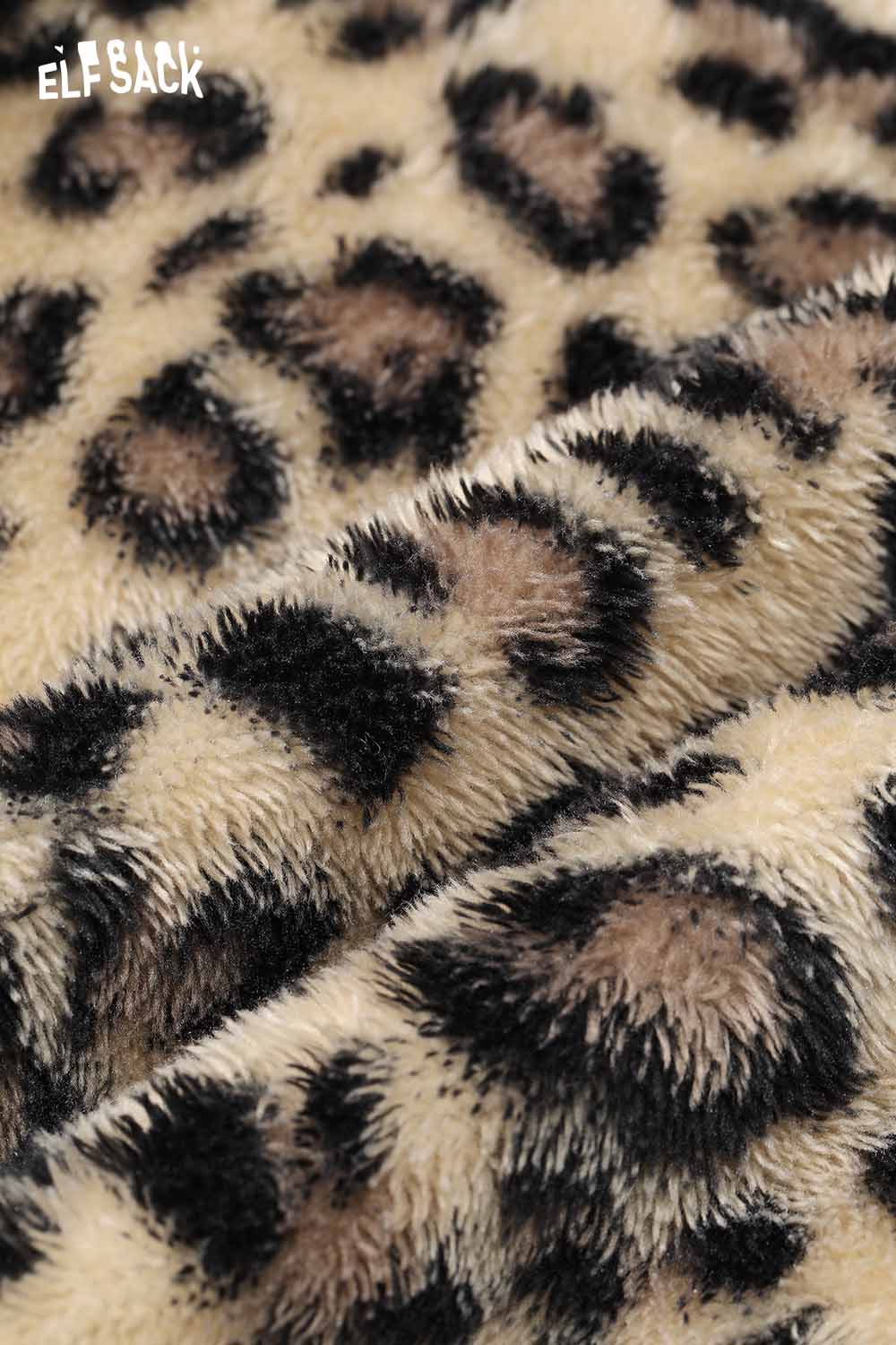 ELFSACK plush leopard lining floor length pants with soft and cozy feel for stylish comfort