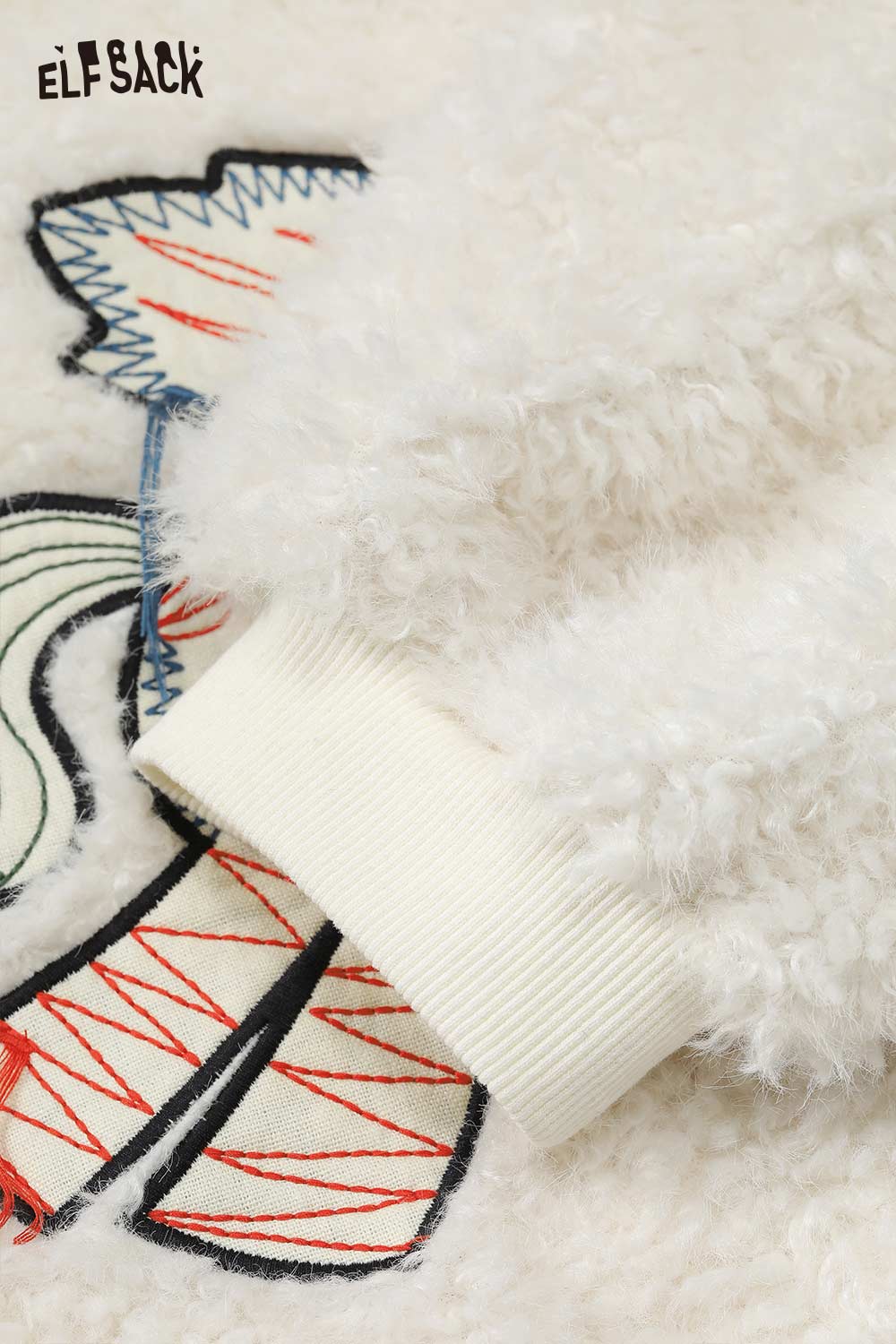 ELFSACK pony embroidered plush sweatshirt with soft texture and cozy cuffs for comfort