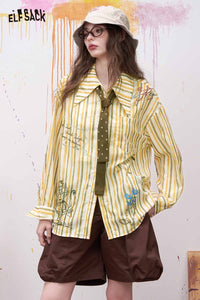 Preppy Graffiti Print Long Sleeve Shirt