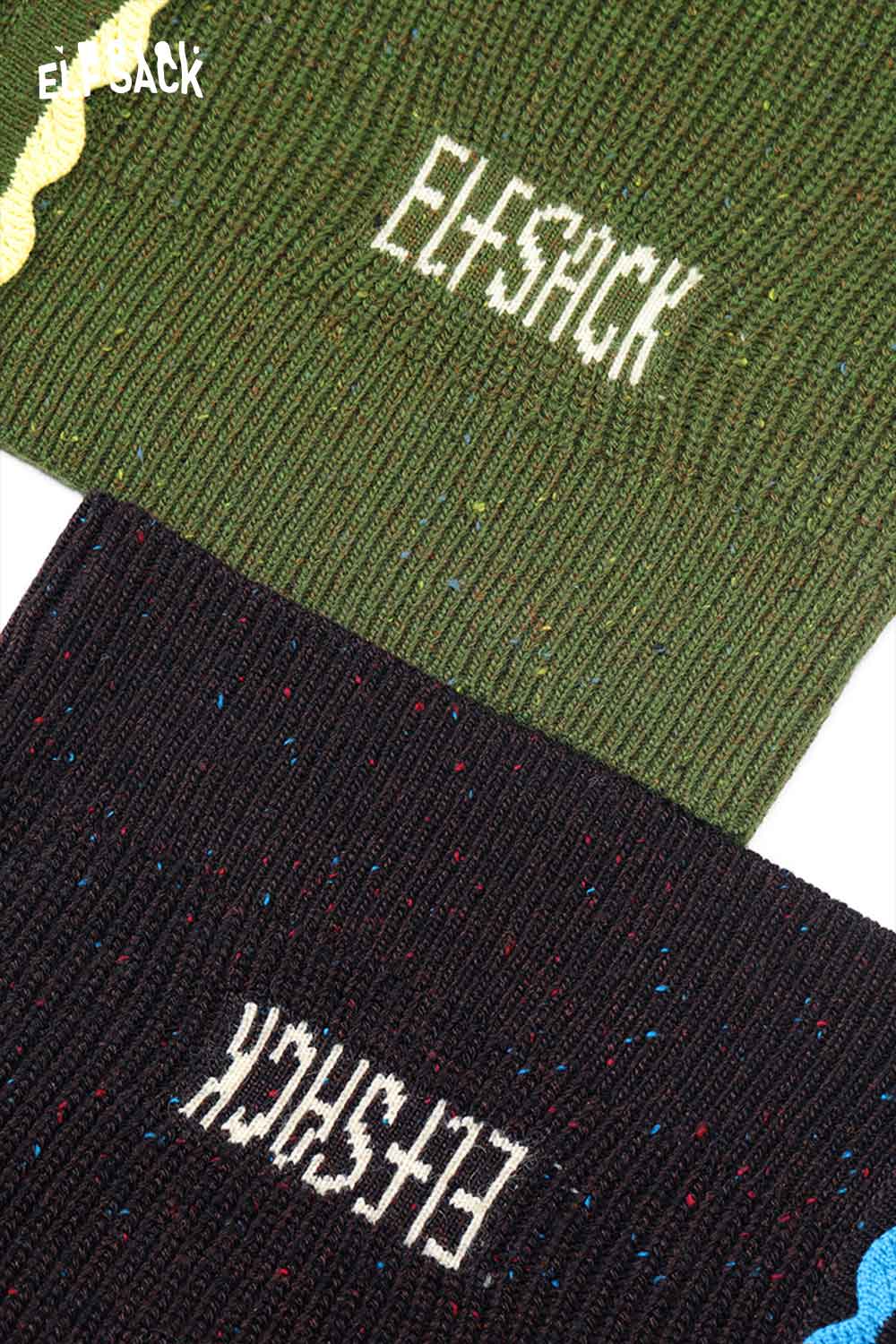 ELFSACK preppy knit cardigan for women in green and black with stylish design details