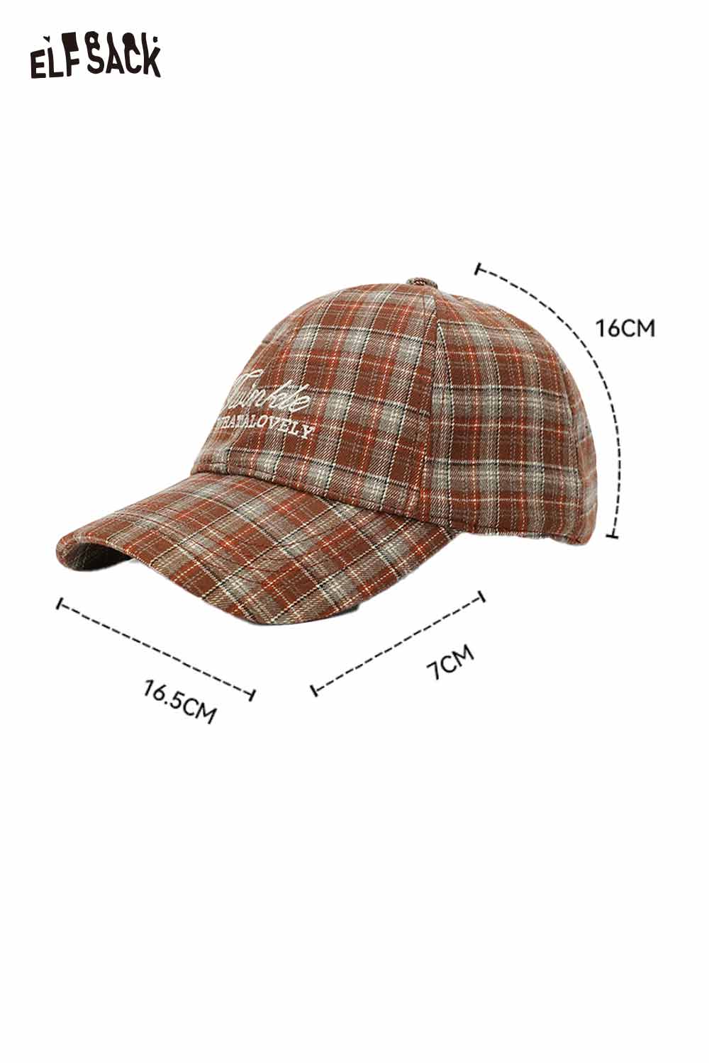 ELFSACK preppy plaid baseball cap for women with stylish design and adjustable size