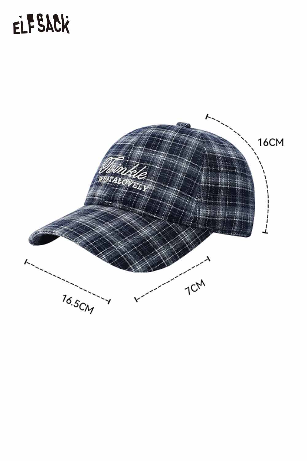ELFSACK preppy plaid baseball cap for women with a classic design and adjustable fit