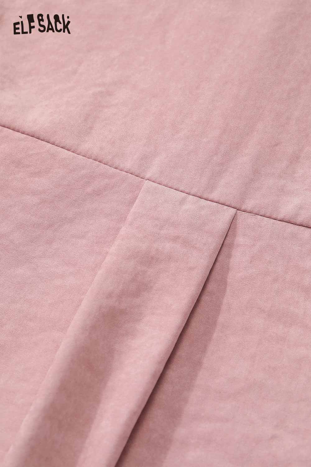 ELFSACK preppy ruffle sleeve shirt for women in soft pink fabric with stylish details