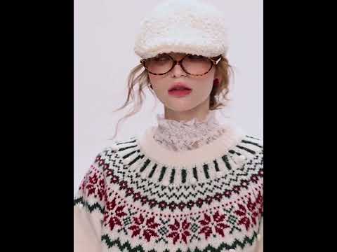 Christmas Red Loose Fair Isle Thickened Sweater Women