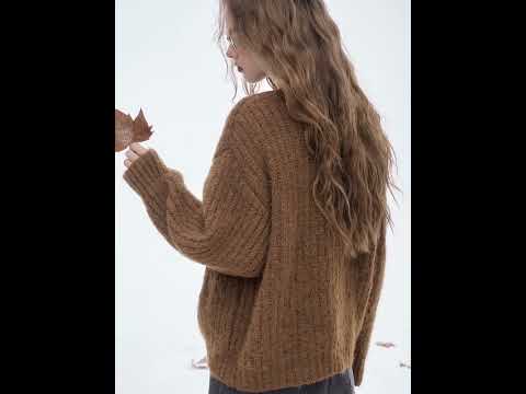 Soft Preppy Colorful Button Round Neck Sweater