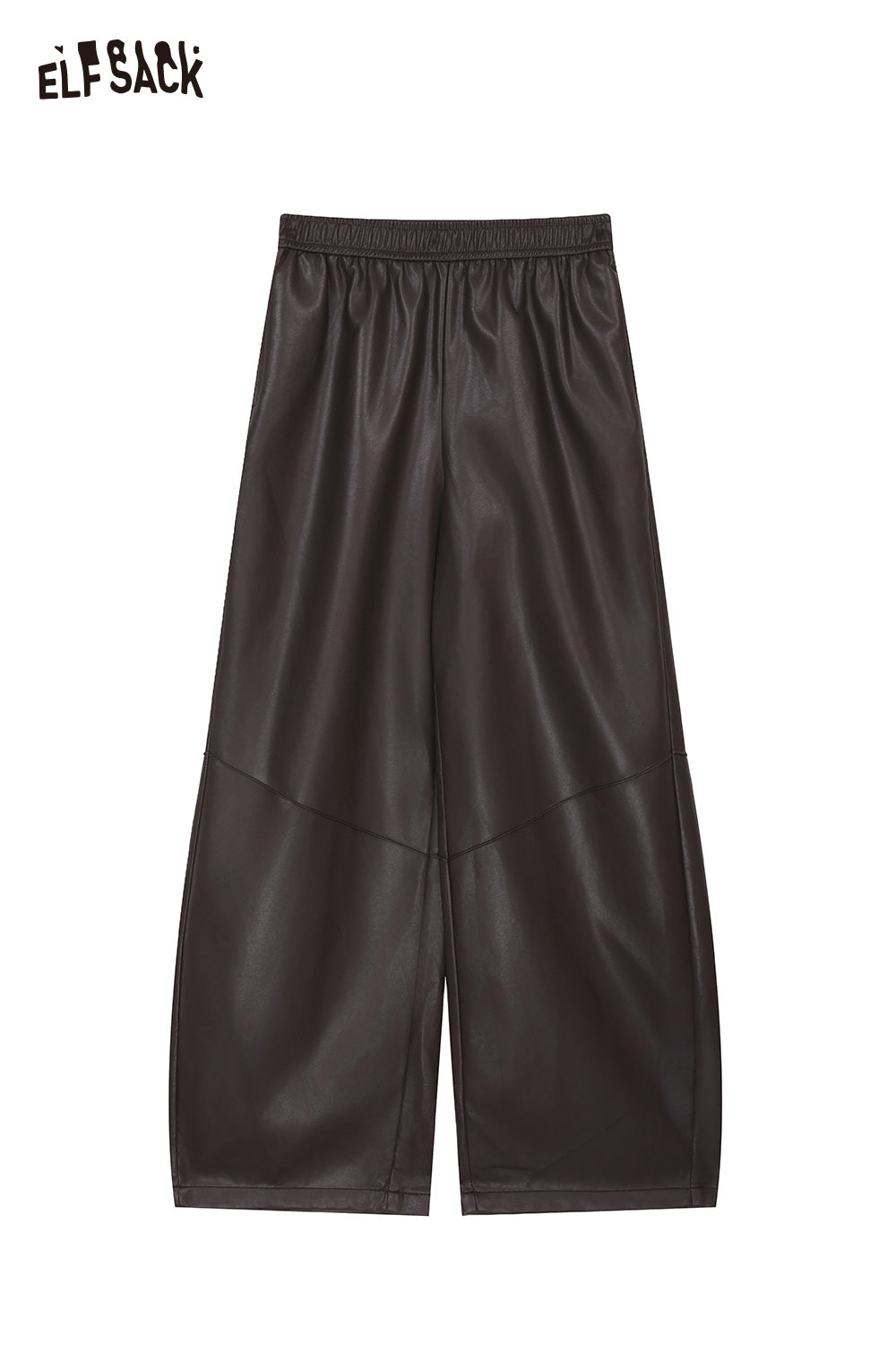 ELFSACK PU leather relaxed fit trousers with an elastic waistband for comfortable styling