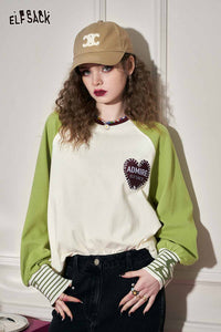 Raglan Long Sleeve Heart Graphic Tee