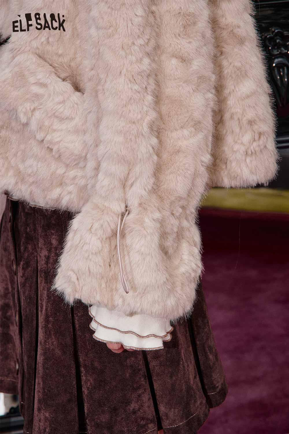 ELFSACK recycled faux fur coat for women featuring soft texture and stylish design