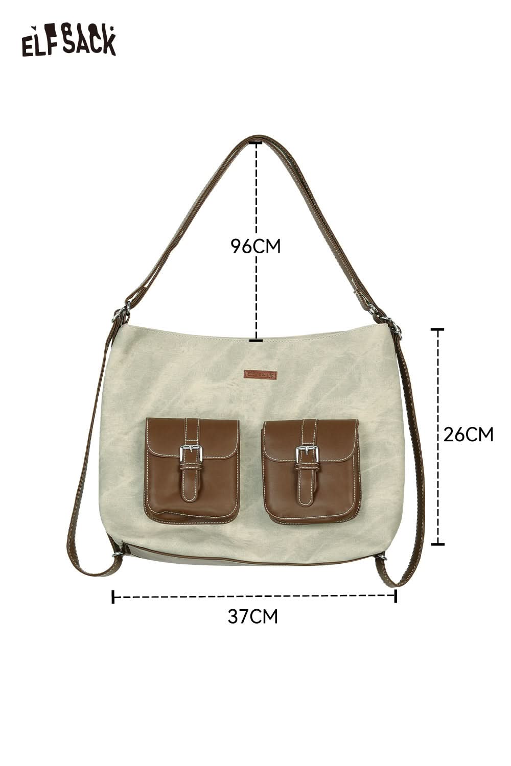 ELFSACK recycled faux leather crossbody bag with spacious pockets and adjustable strap
