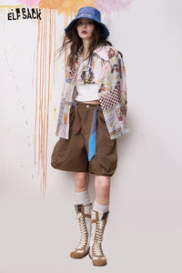 Retro Shorts with Paperbag Waist and Utility Pockets