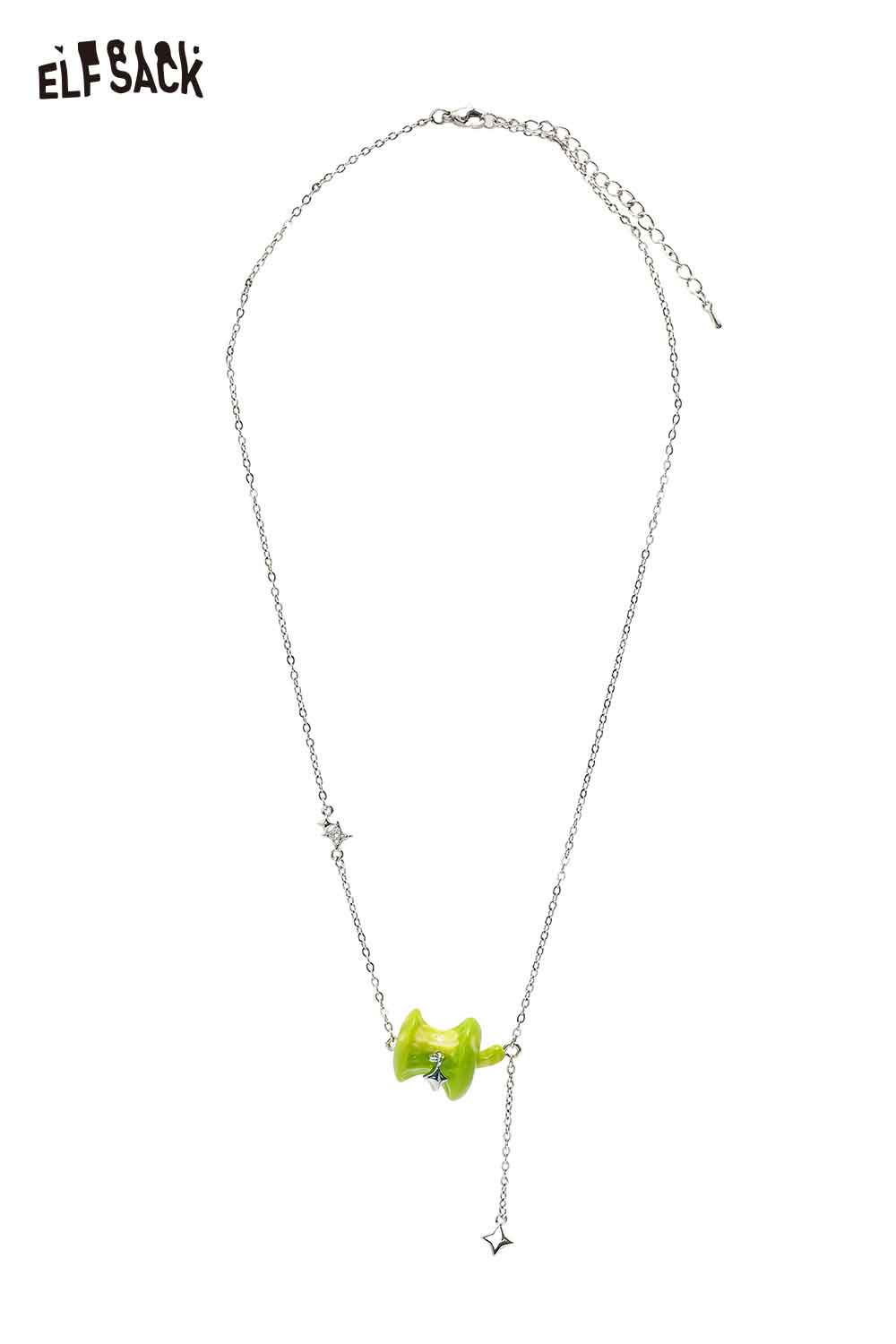 ELFSACK Silver Chain Ceramic Pendant Necklace
