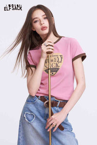 Slim T-Shirt with Heart Graphic