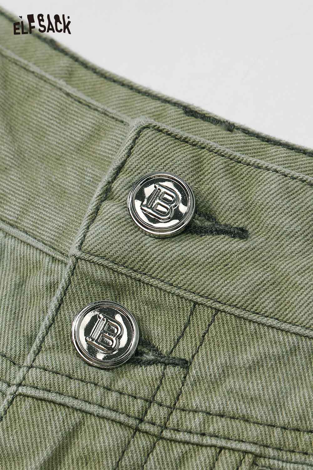 ELFSACK Soft Casual Vintage Straight Denim Shorts