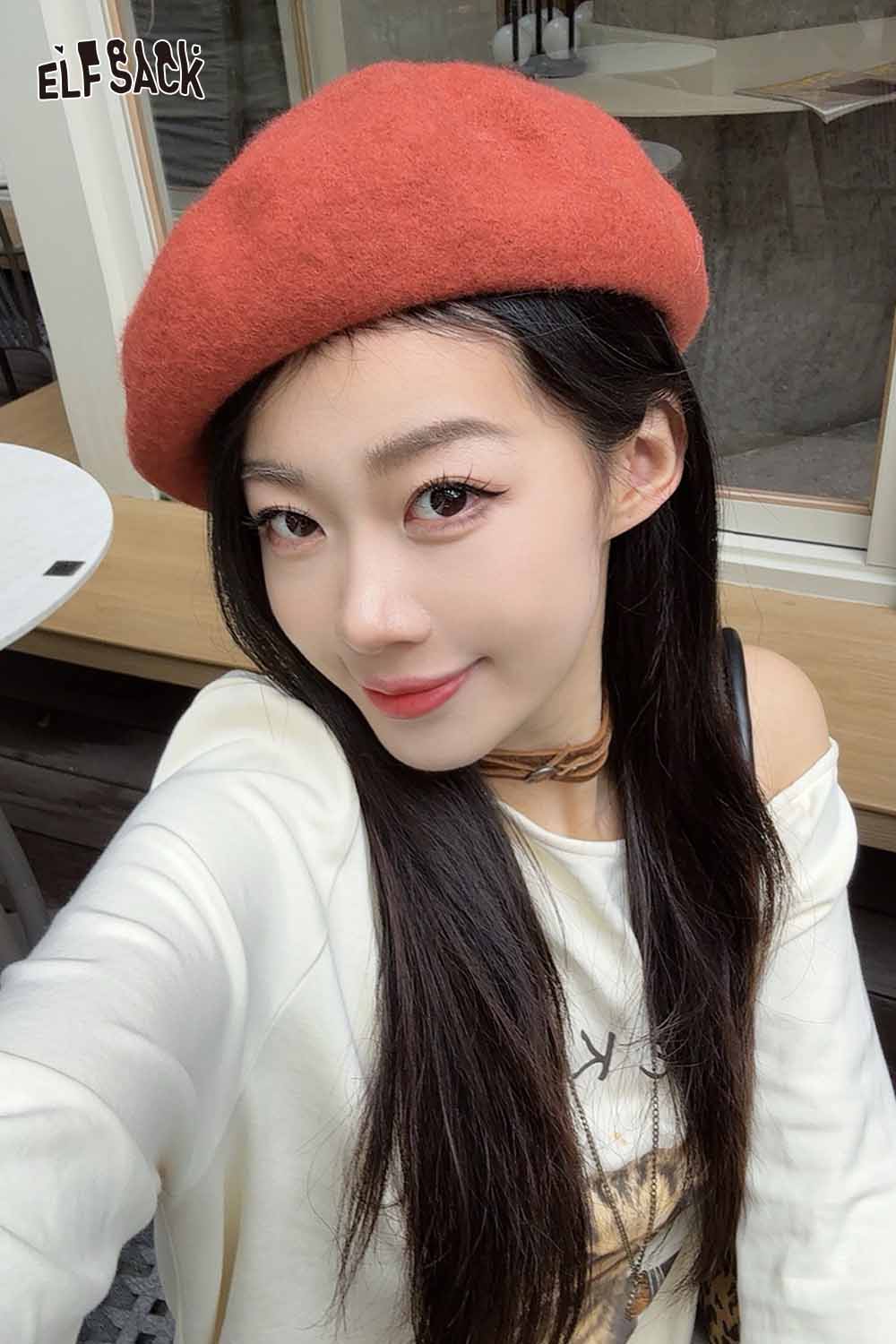 Fashionable soft pumpkin beanie for women, perfect for a stylish autumn look