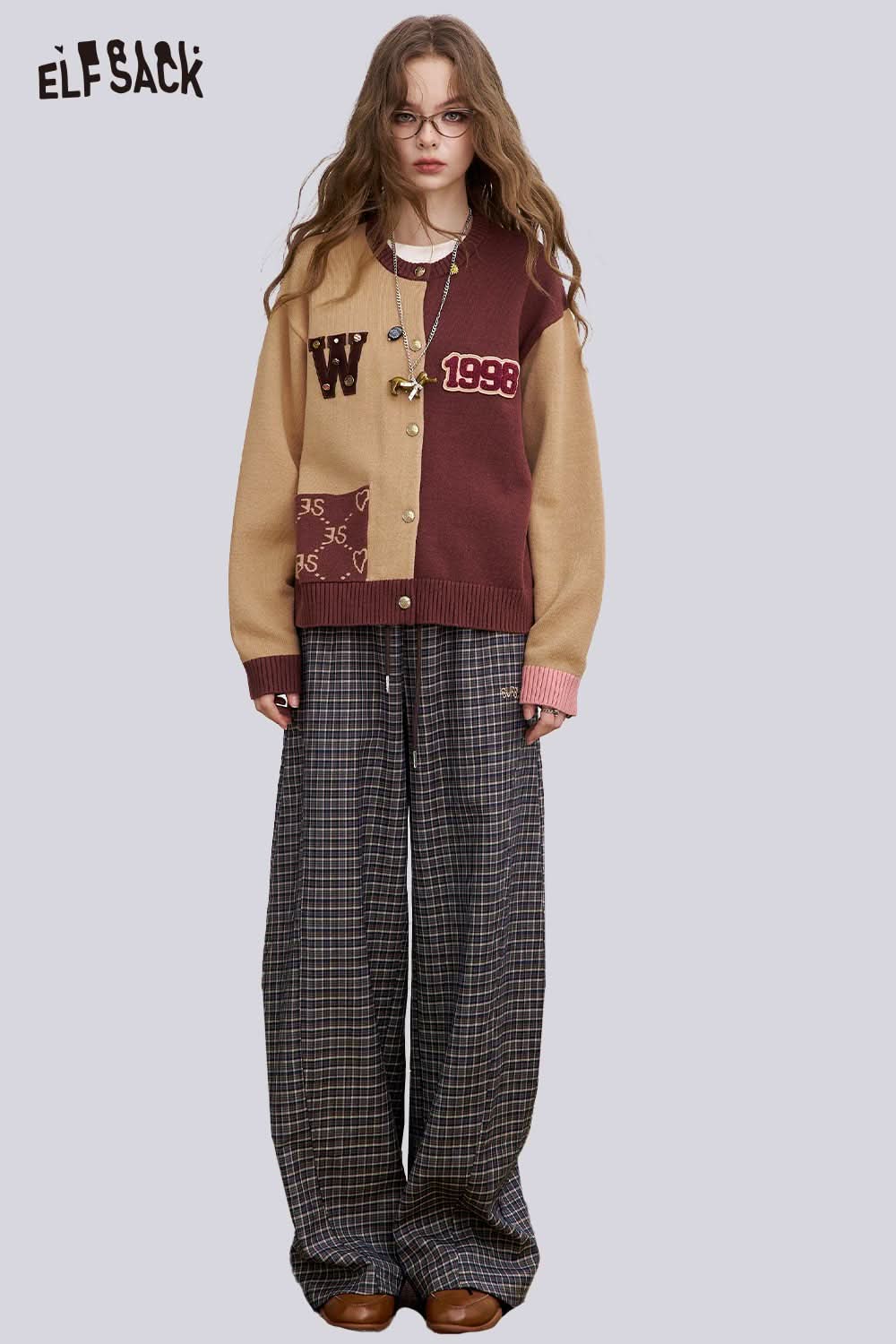 ELFSACK soft stripe embroidered wide leg pants in a relaxed fit, ideal for casual style