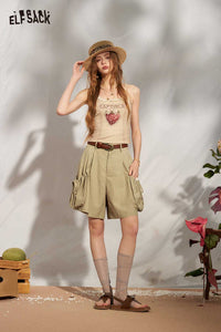 Strawberry Charm Drawstring Cargo Shorts