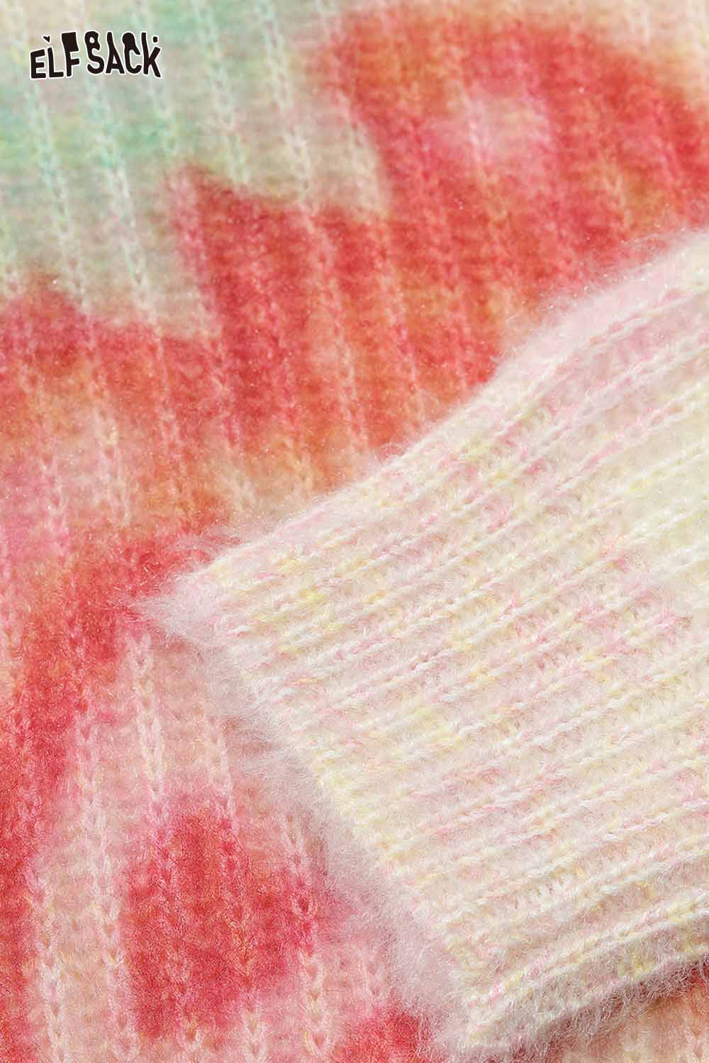 ELFSACK strawberry graphic knit sweater with soft fabric and vibrant colors for a cozy look