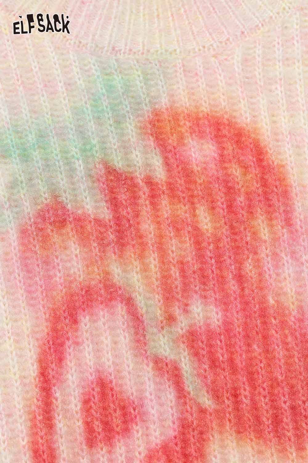 ELFSACK strawberry graphic knit sweater featuring a vibrant color blend and playful design