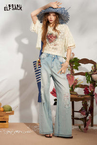 Strawberry Lace Tassel Cropped Gothic Tee