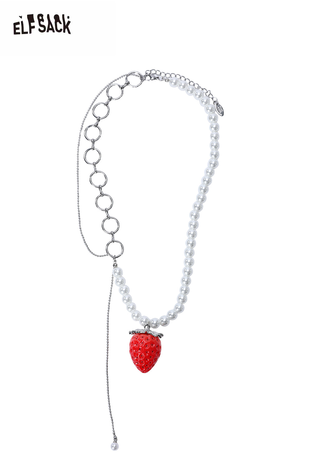 ELFSACK Strawberry Pendant Double Layer Pearl Necklace