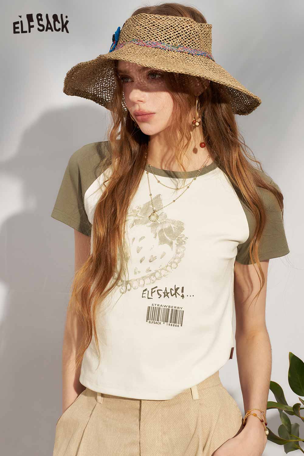 ELFSACK Strawberry Raglan Gold Foil Tee