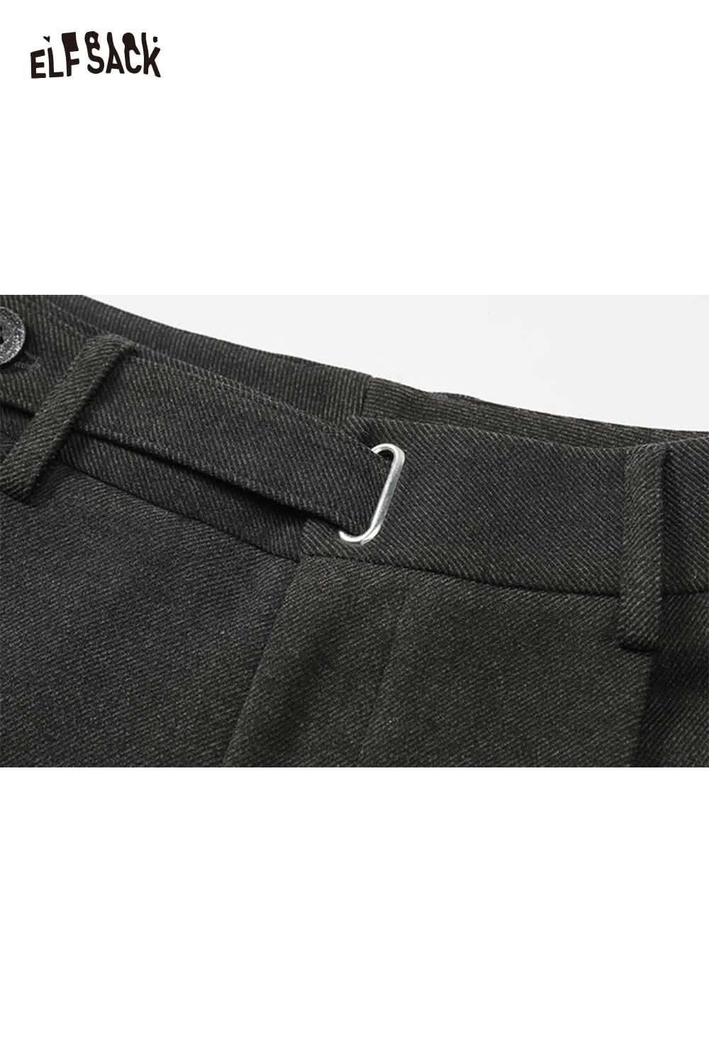 Close-up of ELFSACK stretch wool blend trousers women showcasing waistband and detailing