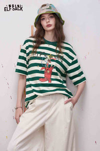 Striped Cartoon Print Tee