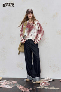 ELFSACK Striped knitwear featuring a cute bunny top for a trendy casual look