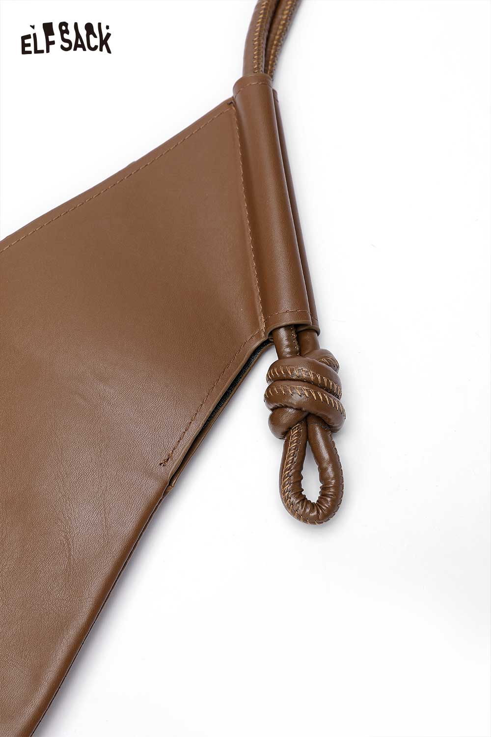 Stylish structured PU tote bag for women with a unique knot detail and sleek design